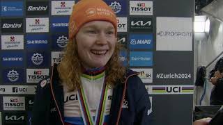 Puck Pieterse  Interview at the finish  World Championships Road Race Zürich 2024 [upl. by Eissirk]