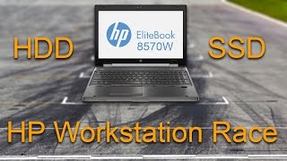 HP Elitebook Workstation 8570W Race  HDD vs SSD boot and shut down [upl. by Libyc]