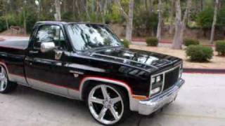 1982 CHEVY C10 SHORTBED SILVERADO MODIFIED 350V8 24 IN IROCS BY MG MOTORING video 4 [upl. by Kus10]