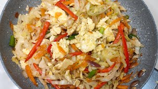 CABBAGE STIR FRY WITH EGG  QUICK AND EASY CABBAGE RECIPE [upl. by Ahsiekal]