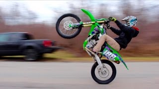 CRAZY DIRT BIKE ROAD WHEELIES [upl. by Lorenz]