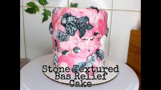 How to make a STONE TEXTURED BAS RELIEF CAKE TUTORIAL FONDANT CAKES [upl. by Schuman]