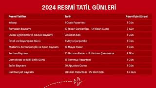 2024 YILI RESMİ TATİL VE DİNİ GÜNLER [upl. by Wein]