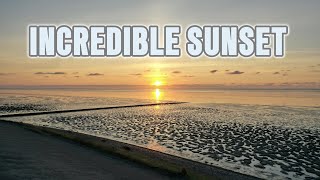 Incredible sunset The Netherlands Holland  Waddenzee Drone [upl. by Atsahs950]