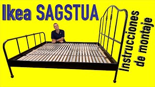 Ikea SAGSTUA Armazón de cama Instrucciones de montaje [upl. by Gershom]