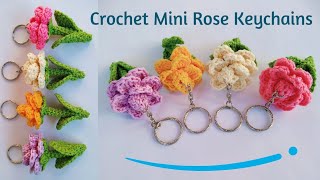 Crochet Mini Rose Flower Keychain  Crochet Tutorial for Beginners [upl. by Bronwyn]