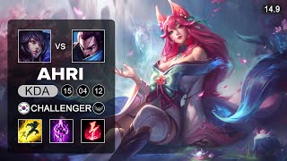 Ahri vs Yasuo Mid  KR Challenger  Patch 149 Season 14 [upl. by Eniotna583]