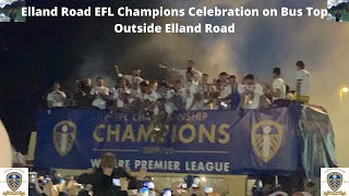 Leeds United EFL Champions Lifting Trophy On Open Top Bus Outside Elland Road After Charlton Game [upl. by Kelleher858]