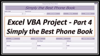 Excel VBA  Phone Book  Contact Manager  Phone List  Excel 2010  Part 4 [upl. by Savanna]