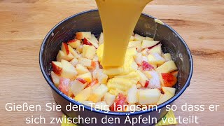 schnelles und einfaches Apfelkuchen Rezept 5 Minuten Arbeit und 25 Minuten Backen 139 [upl. by Kirre232]