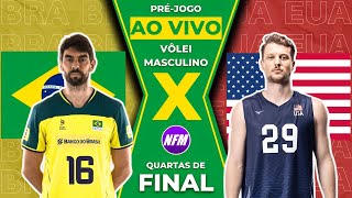 🇧🇷 BRASIL X ESTADOS UNIDOS 🇺🇸  OLÍMPIADAS VÔLEI MASCULINO PRÉJOGO AO VIVO COM IMAGENS DO ESTÚDIO [upl. by Nwahsaj]