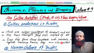 Thiols Sulfur analogues Alcohols Lecture  9 hindiurdu [upl. by Rettuc900]