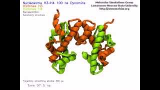 100ns Molecular Dynamics of the Nucleosome H3H4 tetramer [upl. by Aliet342]