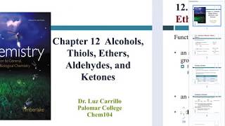 CHEM104 CH12 Alcohols thiols ethers aldehydes ketones Part1 [upl. by Gnehc]