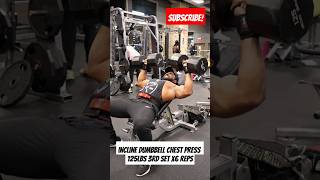 Incline Dumbbell Chest Press 125lbs 3rd set x6 reps [upl. by Laynad650]