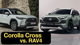 Toyota Corolla Cross vs Toyota RAV4 Der Äpfel und Birnen Vergleich der SUVs 4K  Autophorie [upl. by Etterraj]