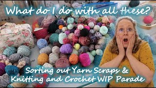 Sorting my scraps new crochet blanket and what is in my knitting bags Crafty Vlog [upl. by Llerdnek]