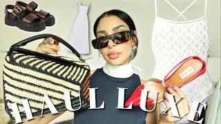 HAUL ÉTÉ LUXE  Miu Miu Louis Vuitton Alaïa Loewe [upl. by Airotna]