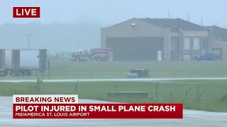 Pilot ejected in F15 plane crash at MidAmerica Airport [upl. by Etnomaj]