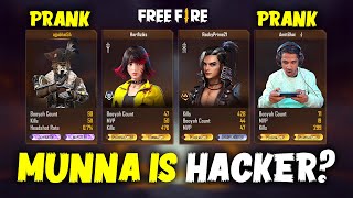 Munna Is Hacker🤣 Prank with Random Player CS Gameplay  Garena Free Fire Total Gaming [upl. by Rorry]