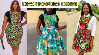 How to Cut and Sew a Simple Pinafore DressStep by step sewing a Short Dress Tutorial [upl. by Marino]