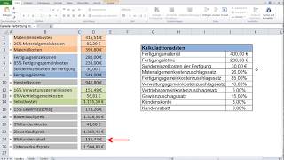 Rückwärtskalkulation Zuschlagskalkulation Indusriekaufleute Aufgabe 3 [upl. by Dario]