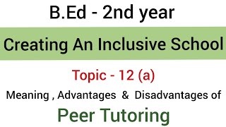 Part 12a Meaning  Advantages and Disadvantages of Peer Tutoring  Creating an Inclusive School [upl. by Anehta763]