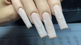 FLAME OUTLINE NAIL ART [upl. by Shandra53]