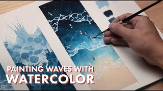 WATERCOLOR TUTORIAL  How to Paint Waves [upl. by Hendon]