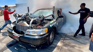 CRAZIEST TWIN TURBO LIMO BURNOUT  NICKY SLIDES LEGAL PIT ottolocclsx ISMAELJAY [upl. by Appledorf]