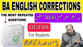 BA ENGLISH  Corrections Guess  Easy way to Attempt The Questions  For all Universities [upl. by Herahab]