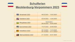 Schulferien Mecklenburg Vorpommern 2023 [upl. by Aretse]