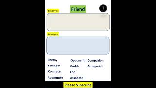 Friend  Synonyms and Antonyms  vocabularygame  vocabularyquiz   enrichyourvocabulary [upl. by Nelag]