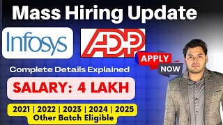 Infosys Recruitment  ADP Hiring  Latest Off Campus drive 2025 2024 2023 2022 2021 Batch [upl. by Huoh]