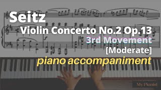 Seitz  Violin Concerto No2 Op13 3rd Mov Piano Accompaniment Moderate [upl. by Malilliw]