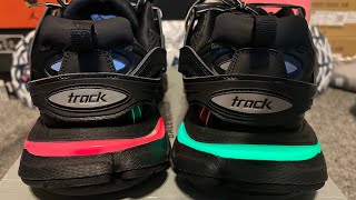 Balenciaga track LED sneakers on foot review [upl. by Ennayelsel]