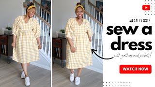 M8312 SEW ALONG GINGHAM DRESS W BRITTANY J JONES [upl. by Nnaerb687]