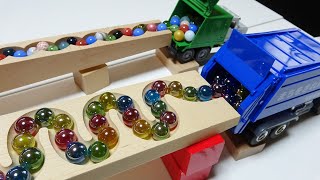 Marble Run Race ASMR ☆ Dump Truck Garbage Truck amp HABA Slope Course [upl. by Oriole]