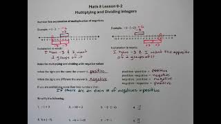 Math 8 Lesson 02 Multiply Divide Integers [upl. by Letty715]