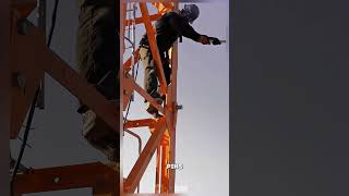 Installing steel pin on the tower frame Satisfying jobs and machinery in the world shorts [upl. by Maillil]