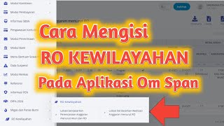 Cara Mengisi RO Kewilayahan Pada Aplikasi OM SPAN [upl. by Gernhard]