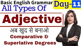 Types of Adjective  Comparison of Adjectives विशेषण [upl. by Hahseram945]