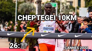 How did he do it  Cheptegei 10km Cannes 2022 [upl. by Gilbye]