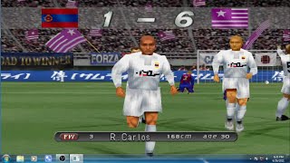 Winning Eleven 2002 Playstation 1 Real Madrid vs Barcelona Roberto Carlos as a striker 🤣🤣🤣 [upl. by Assiron470]