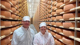 Making Gruyère cheese in Switzerland and Cheese Cave Tour [upl. by Annoyi]