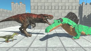 TRex and Deinonychus vs 30 Workshop Dinosaurs ARBS Animal Revolt Battle Simulator [upl. by Kushner223]