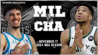 Milwaukee Bucks vs Charlotte Hornets Full Game Highlights  Nov 17  2024 NBA Season [upl. by Richma920]