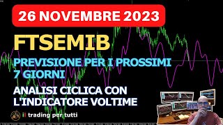 FTSEMIB Previsione per i prossimi 7 giorni con indicatore Voltime  ANALISI DEL 261123 [upl. by Kaslik]