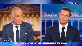 “Mais vous aussi ”  Gilles Bouleau malmène Jordan Bardella vif échange sur TF1 [upl. by Derfniw]