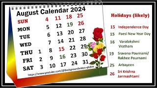 August Calendar 2024 [upl. by Adnoek]